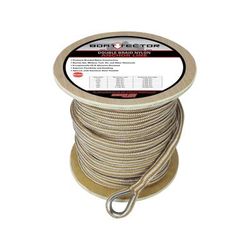 Extreme Max Boattector Premium Double Braid Nylon Anchor Line With Thimble - 5/8in White & Gold 5/8in x 250ft 3006.2276