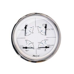 Faria Beede Instruments 5" Multifunction Gauge Chesapeake White w/Stainless Steel - Fuel Oil Water & Voltmeter 33864