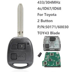 Clé de voiture à distance avec puce ID67/ID68/4C, pour Toyota Camry Land Cruser 120 Prado 2/3 boutons 315MHz 433MHz TOY43