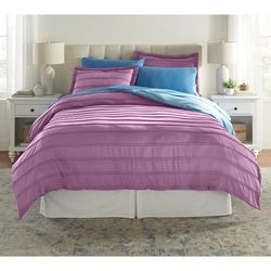 BH Studio Pintucked Duvet Cover by BrylaneHome in Plum Dusty Lavender (Size TWIN)