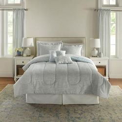Covington 9-Pc. Comforter Set by BrylaneHome in Mineral Blue (Size FULL)