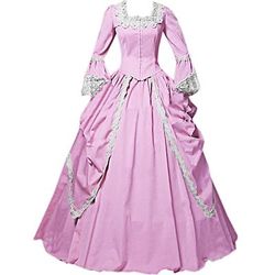 Vintage Principessa Periodo coloniale Maxi Vestito Normale A sbuffo Cenerentola Sposa Principessa Scollo a V Costume Tutti Halloween Carnevale Mascherata Feste Matrimonio Halloween Adulti