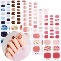 26tips ongles autocollants paillettes Ongles Gel DIY semi - durci ongles d'orteil UV / LED lumière pleine couverture pied Nail Art autocollant décoratif
