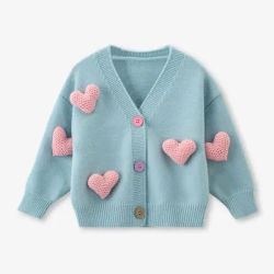 Maglioni per ragazze cappotto tridimensionale amore Cardigan lavorato a maglia giacca autunno