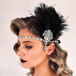 Anni 1920 Fascia Flapper Invitato al matrimonio Piuma Costume Per donna Feste Halloween Ricevimento di nozze Adulti Altri Accessori Fascia
