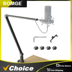 BOMGE MS-609 Professional Flexible Desktop Microphone Hanging Adjustable Boom Scissor Arm Stand for Podcast Streaming