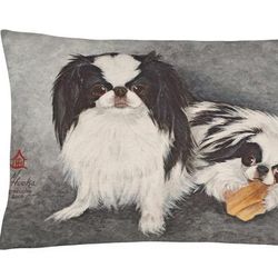 Caroline's Treasures 12 in x 16 in Outdoor Throw Pillow Japanese Chin Impress Canvas Fabric Decorative Pillow