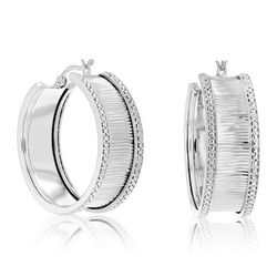 Vir Jewels 1/4 Cttw Diamond Hoop Earrings .925 Sterling Silver With Rhodium Plating 1" - Grey