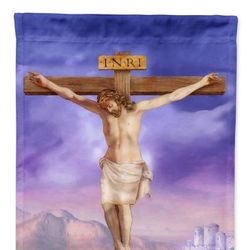 Caroline's Treasures 28 x 40 in. Polyester Easter Jesus Crucifixion Flag Canvas House Size 2-Sided Heavyweight