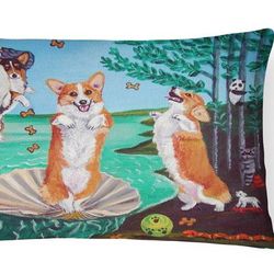 Caroline's Treasures 12 in x 16 in Outdoor Throw Pillow Corgi Birth of Venus Canvas Fabric Decorative Pillow