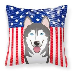 Caroline's Treasures American Flag and Alaskan Malamute Fabric Decorative Pillow - 18 X 18 IN