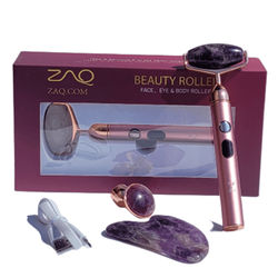 ZAQ Sana Amethyst Vibrating Changeable Face Rollers With Gua Sha