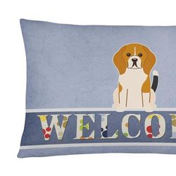 Caroline's Treasures 12 in x 16 in Outdoor Throw Pillow Beagle Tricolor Welcome Canvas Fabric Decorative Pillow