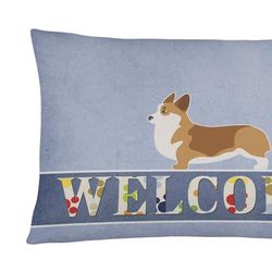 Caroline's Treasures 12 in x 16 in Outdoor Throw Pillow Corgi Welcome Canvas Fabric Decorative Pillow