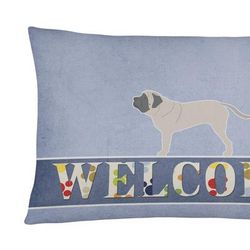 Caroline's Treasures 12 in x 16 in Outdoor Throw Pillow English Mastiff Welcome Canvas Fabric Decorative Pillow