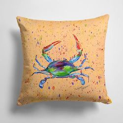 Caroline's Treasures 14 in x 14 in Outdoor Throw PillowCrab Fabric Decorative Pillow - 15 X 15 IN