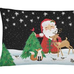 Caroline's Treasures 12 in x 16 in Outdoor Throw Pillow Santa Claus Christmas Canvas Fabric Decorative Pillow