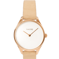 Nacre Mini Lune Watch - Rose Gold - Sand Leather - Brown