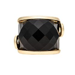 Rivka Friedman Onyx East-West Scroll Ring - Gold