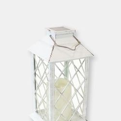 Sunnydaze Decor Concord Outdoor Solar Led Candle Lantern - White - 1 PACK