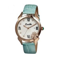 Bertha Watches Bertha Clover MOP Leather-Band Ladies Watch - Blue