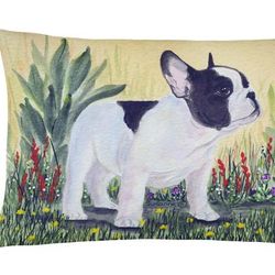 Caroline's Treasures 12 in x 16 in Outdoor Throw Pillow French Bulldog Canvas Fabric Decorative Pillow