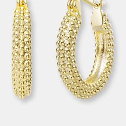 Rachel Glauber Rachel Glauber 14k Gold Plated Ribbed Hoop - Gold - 23MM