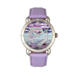 Bertha Watches Bertha Estella MOP Leather-Band Ladies Watch - Purple