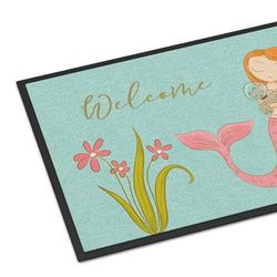 Caroline's Treasures 24 in x 36 in Mermaid with Cat Welcome Door Mat Indoor/Outdoor