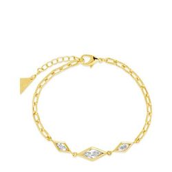 Sterling Forever Lissie CZ Station Chain Bracelet - Gold