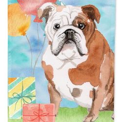 Caroline's Treasures Happy Birthday English Bulldog Garden Flag 2-Sided 2-Ply