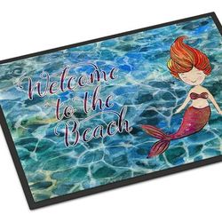 Caroline's Treasures 24 in x 36 in Mermaid Water Welcome Door Mat Indoor/Outdoor