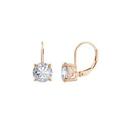 Diamonbliss Round Solitaire Earrings With Leverback - Pink - CARAT: 1