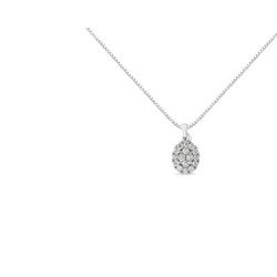Haus of Brilliance .925 Sterling Silver 1 1/2 Cttw Diamond Oval Cluster Pendant Necklace - White - 18