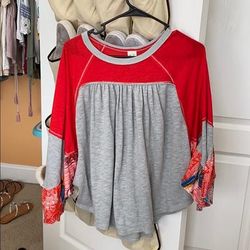 Free People Tops | Free People Long Sleeve | Color: Gray/White | Size: S