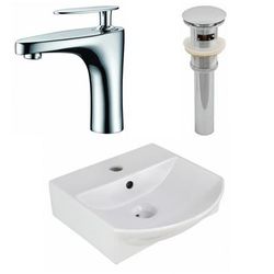 13.75-in. W Wall Mount White Vessel Set For 1 Hole Center Faucet - American Imaginations AI-26555