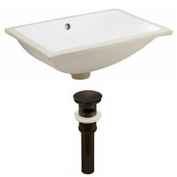 18.25-in. W CUPC Rectangle Undermount Sink Set In White - Oil Rubbed Bronze Hardware - Overflow Drain Incl. - American Imaginations AI-24832