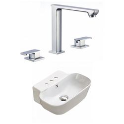 16.34-in. W Above Counter White Vessel Set For 3H8-in. Center Faucet - American Imaginations AI-33503