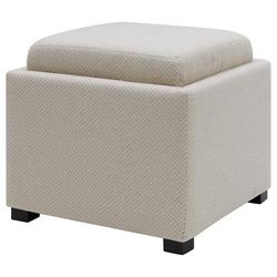 Cameron Square Fabric Storage Ottoman with Tray - New Pacific Direct 1900163-276