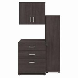 Bush Business Furniture Universal 3 Piece Modular Laundry Room Storage Set with Floor and Wall Cabinets in Storm Gray - Bush Business Furniture LNS005SG