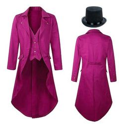 Cappotto medievale retro vintage del XVIII secolo giacca a tuxedo vampiro cavaliere costume eleglante costume dell'elfo Ebenezer Scrooge fantasia steampunk festa/sera cappotto per adulti cappello