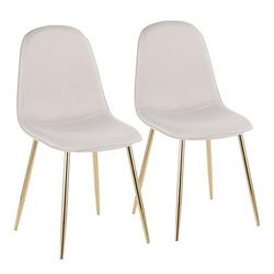 Pebble Contemporary Chair in Gold Steel and Beige Fabric by LumiSource - Set of 2 - Lumisource CH-PEBBLE AUBG2