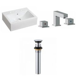 20.25-in. W Above Counter White Vessel Set For 3H8-in. Center Faucet - American Imaginations AI-33884