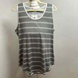 Lularoe Tops | Lularoe Striped Tank | Color: Gray/White | Size: 2x