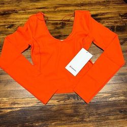 Lululemon Athletica Tops | Lululemon Align Long Sleeve Cropped Slro Solar Orange Red Size 2 4 6 8 10 12 | Color: Orange/Red | Size: Various