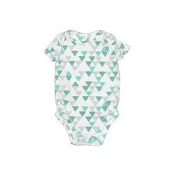 Aden + Anais Short Sleeve Onesie: Teal Jacquard Bottoms - Size 6-9 Month