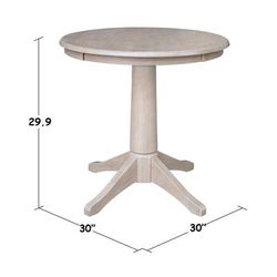 "30" Round Top Pedestal Table - 29.9"H - Whitewood K09-30RT-27B"