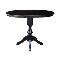 "36" Round Top Pedestal Table With 12" Leaf - 34.9"H - Dining or Counter Height - Whitewood K46-36RXT-11P"