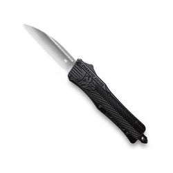 CobraTec Knives CTK-1 Small OTF Automatic Folding Knives 2.75in D2 Steel Wharncliffe Non-Serrated Blade Black Handle SBCTK-1SWNS