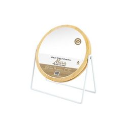 Plus Size Women's Dual Sided Mirror With Bamboo Frame • 360° Rotation • 5X/ 1X Magnification by Pursonic in O